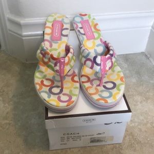 Coach Signature Wedge Flip Flop Size 8.5